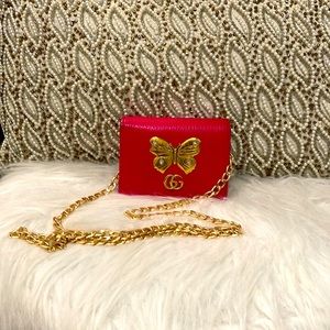 Rare Gucci Linea Farfalla Leather Butterfly Card Case